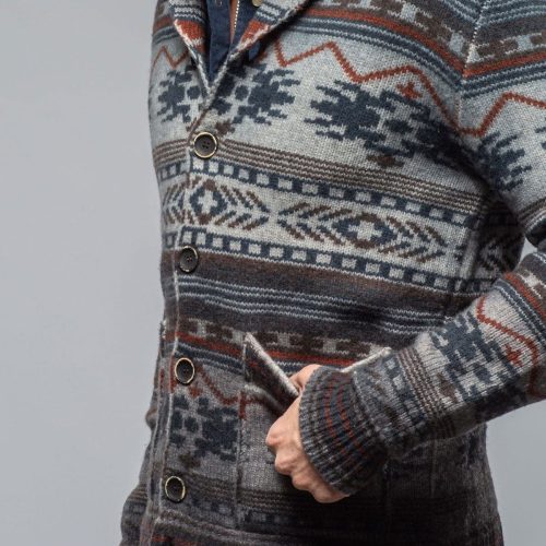 dune jeckyll navajo shawl jacket in grey mens sweaters axels vail 40562169479402