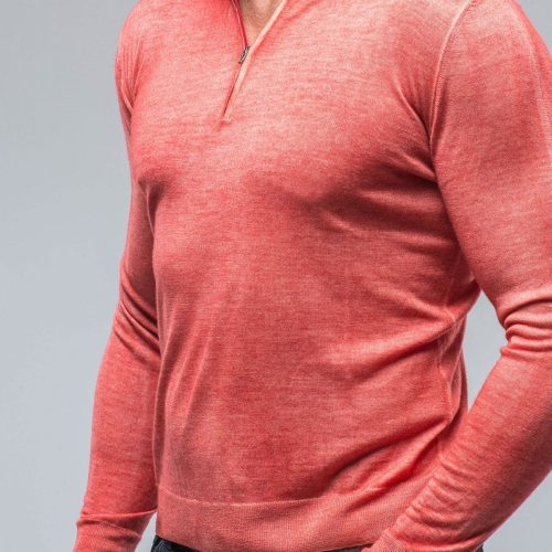 dune queniin cashmere quarter zip in blood orange mens sweaters axels vail 38620496658666