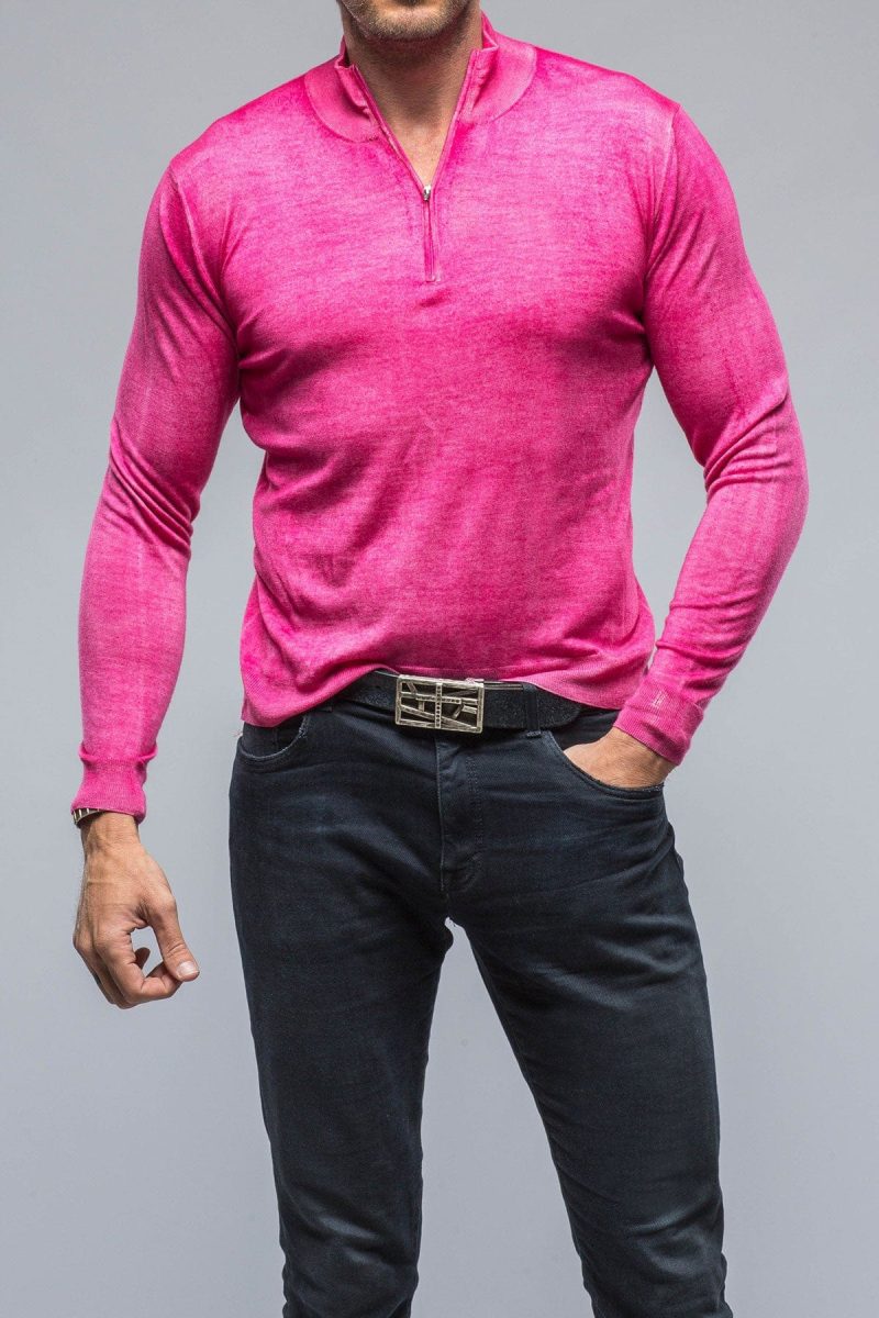 dune queniin cashmere quarter zip in pink inferno mens sweaters axels vail 38620495577322