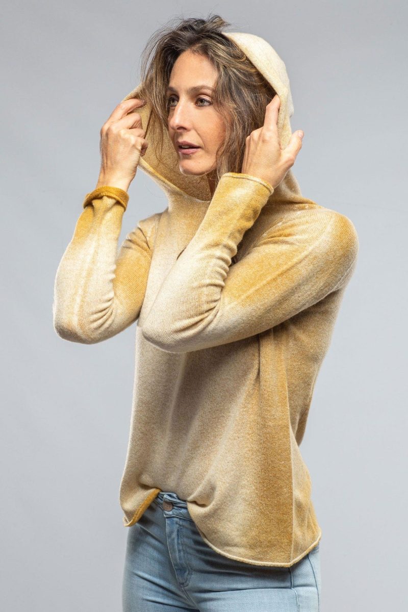 dune rubina cashmere hooded pullover in ochre ladies sweaters axels vail 37373200564458