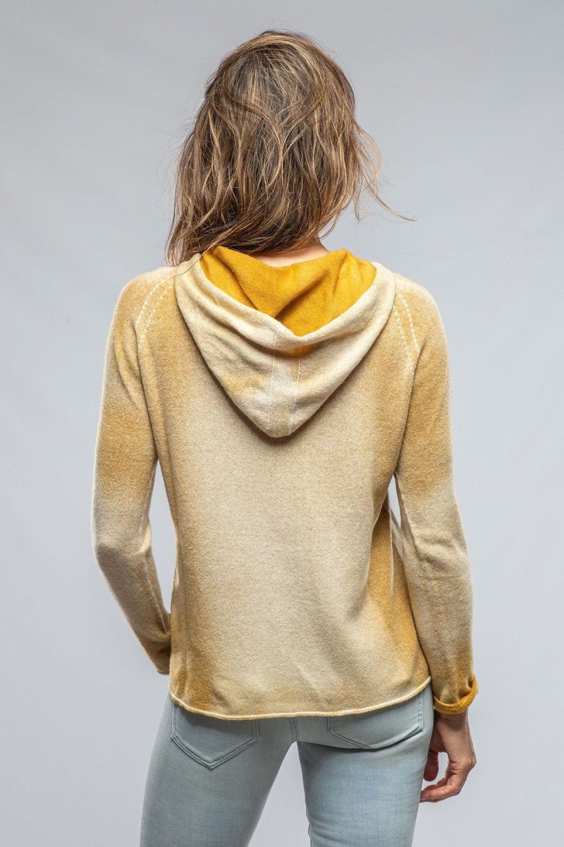 dune rubina cashmere hooded pullover in ochre ladies sweaters axels vail 37373200662762