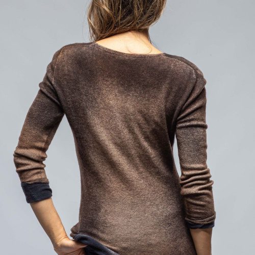 dune sali bi color v neck sweater in rust navy ladies sweaters axels vail 38053105074410