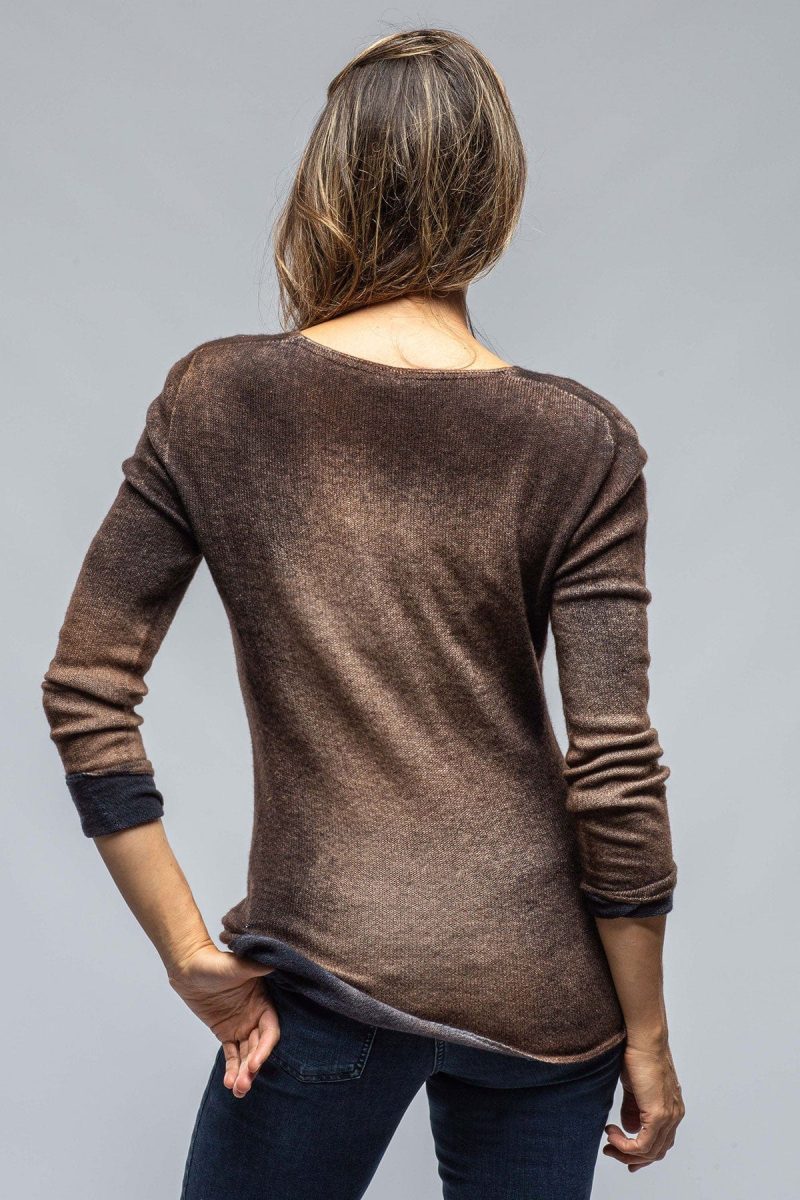 dune sali bi color v neck sweater in rust navy ladies sweaters axels vail 38053105074410