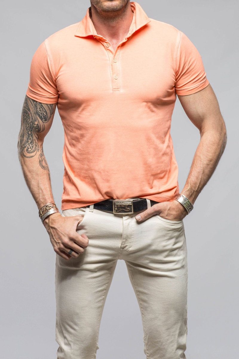 dune toulour ss woven polo in peach mens shirts polos axels vail 40043816190186