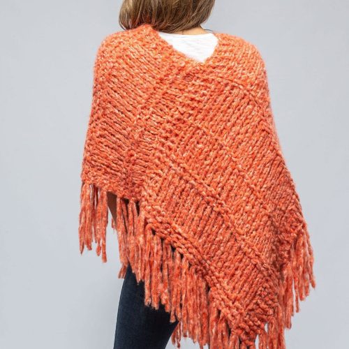 ella silla soliana cashmere poncho in melon flame ladies sweaters axels vail 39449814696170