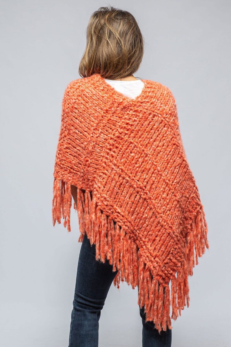 ella silla soliana cashmere poncho in melon flame ladies sweaters axels vail 39449814696170