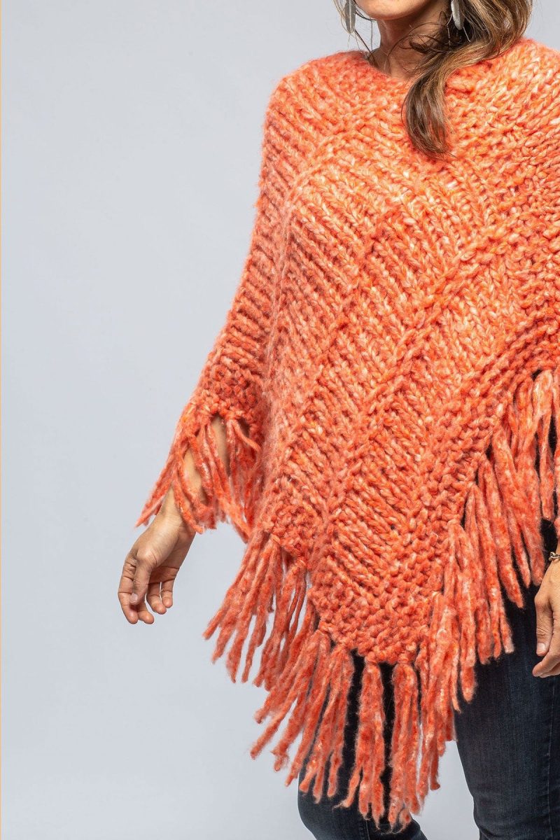 ella silla soliana cashmere poncho in melon flame ladies sweaters axels vail 39449814860010