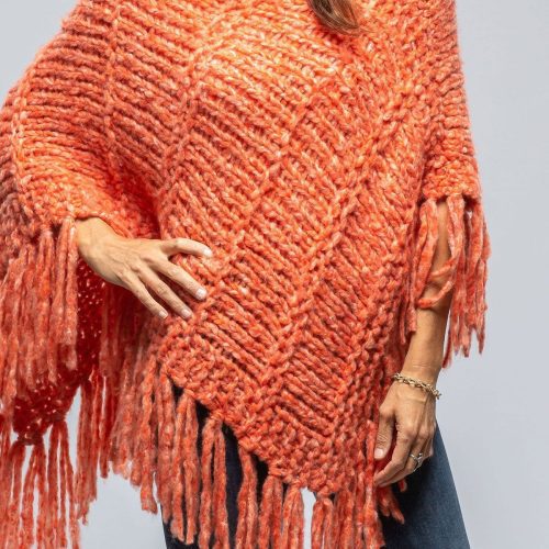 ella silla soliana cashmere poncho in melon flame ladies sweaters axels vail 39449815122154