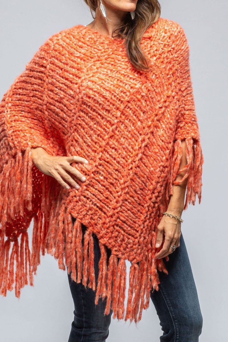 ella silla soliana cashmere poncho in melon flame ladies sweaters axels vail 39449815122154