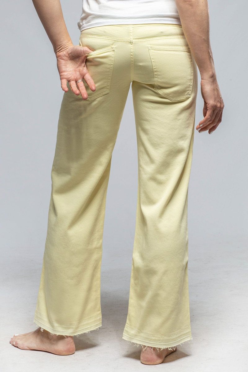 european culture elisa open hem jean in pale yellow ladies pants jeans axels vail 37115009663210