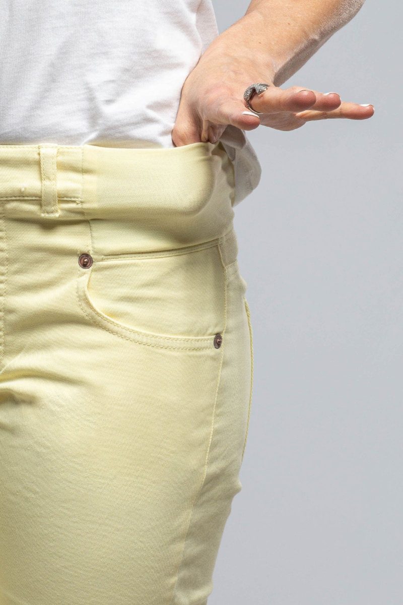 european culture elisa open hem jean in pale yellow ladies pants jeans axels vail 37115009827050