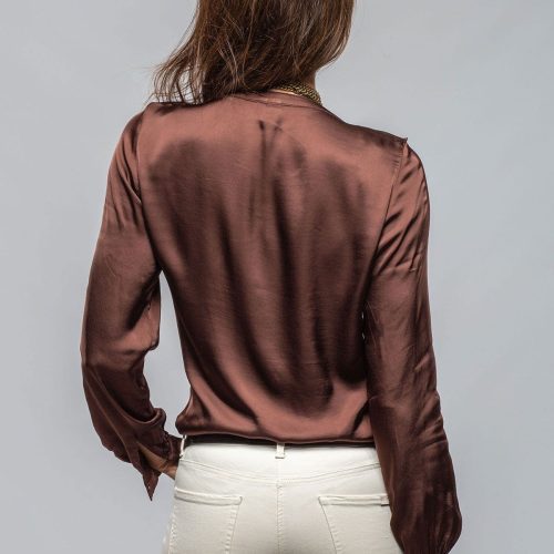 european culture vivian ruffle blouse in chocolate ladies blouses axels vail 40558980727018