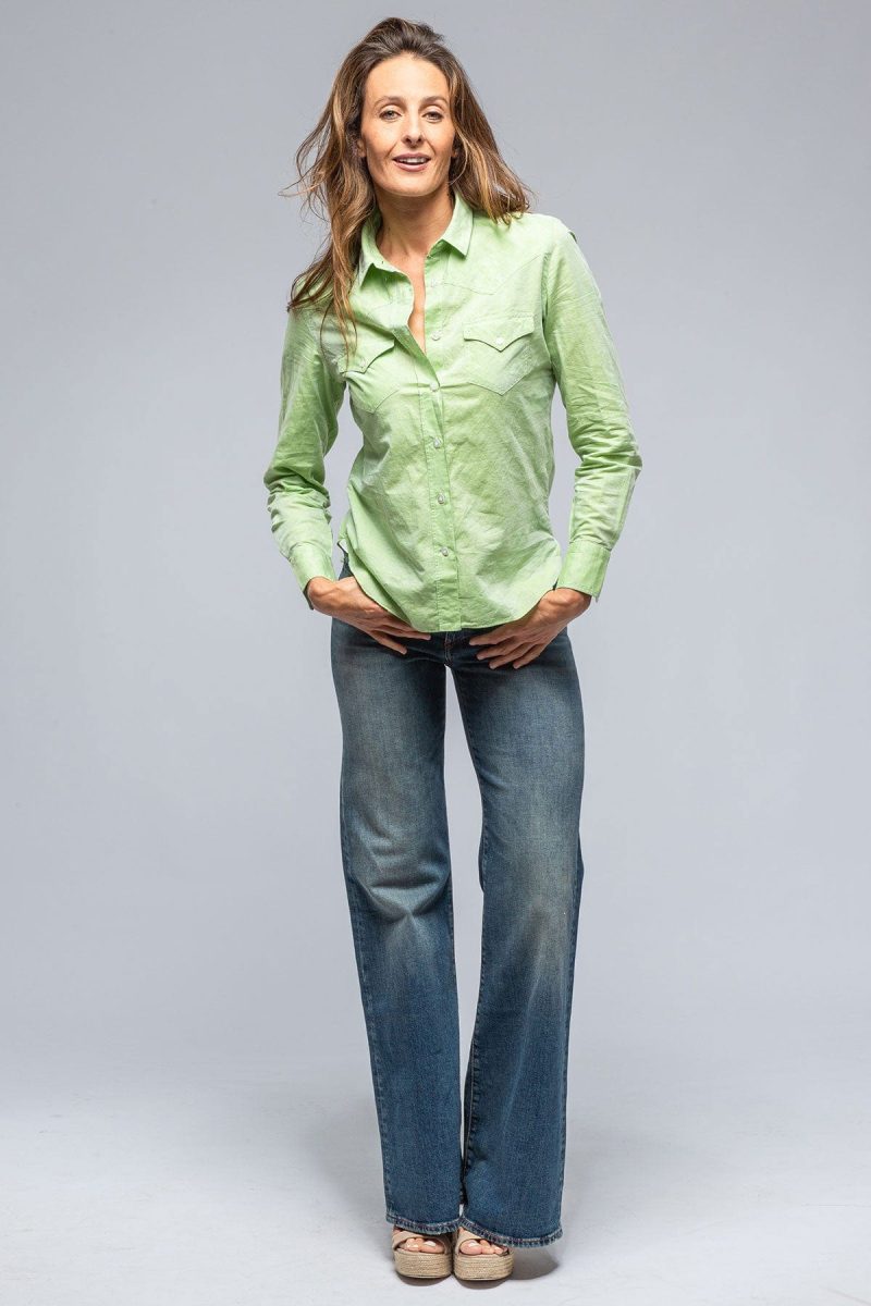 finamore marcella linen shirt in lime ladies tops axels vail 39241823944938