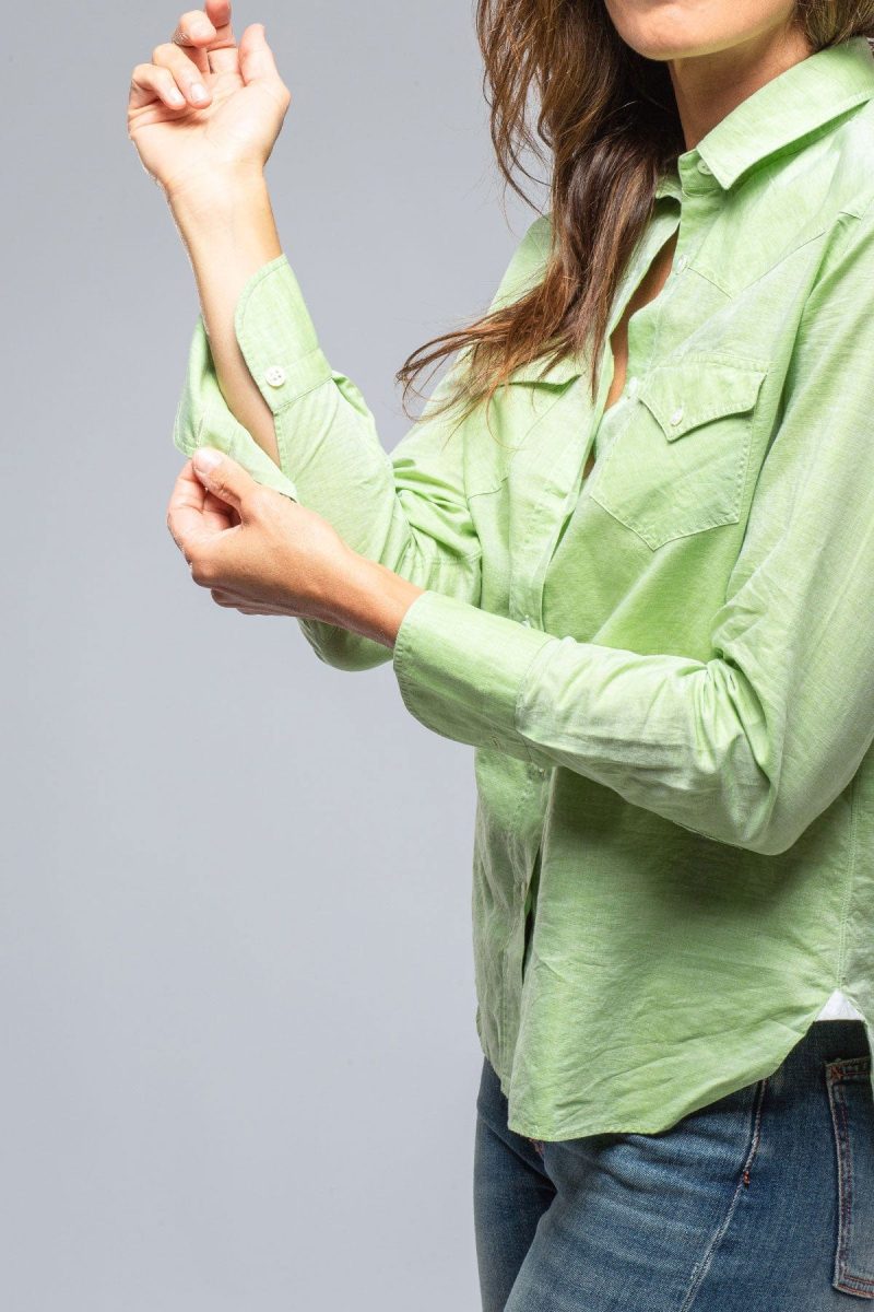 finamore marcella linen shirt in lime ladies tops axels vail 39241823977706