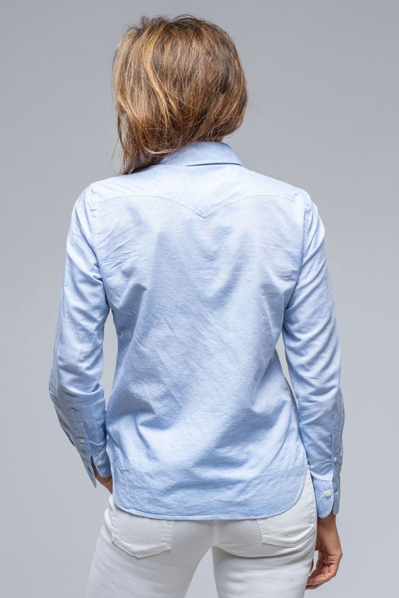 finamore marcella linen shirt in sky blue ladies tops axels vail 39241827254506