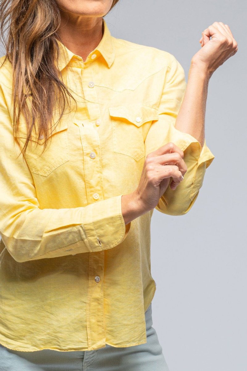 finamore marcella linen shirt in sunflower ladies tops axels vail 39241826402538