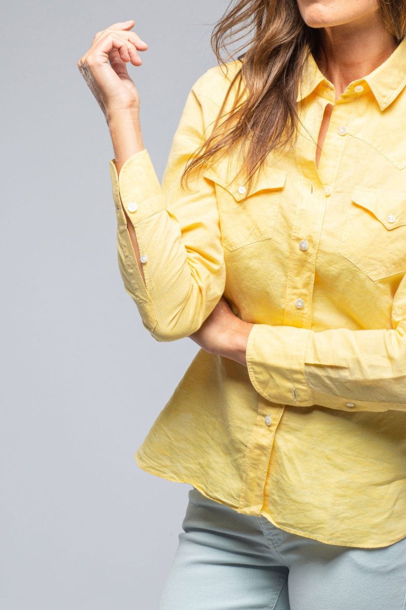 finamore marcella linen shirt in sunflower ladies tops axels vail 39241826435306