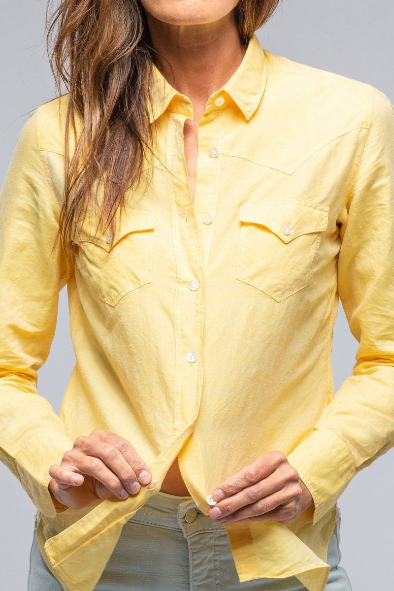 finamore marcella linen shirt in sunflower ladies tops axels vail 39241826468074