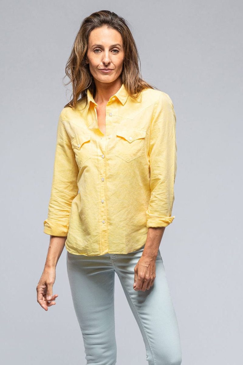 finamore marcella linen shirt in sunflower ladies tops axels vail 39241826500842