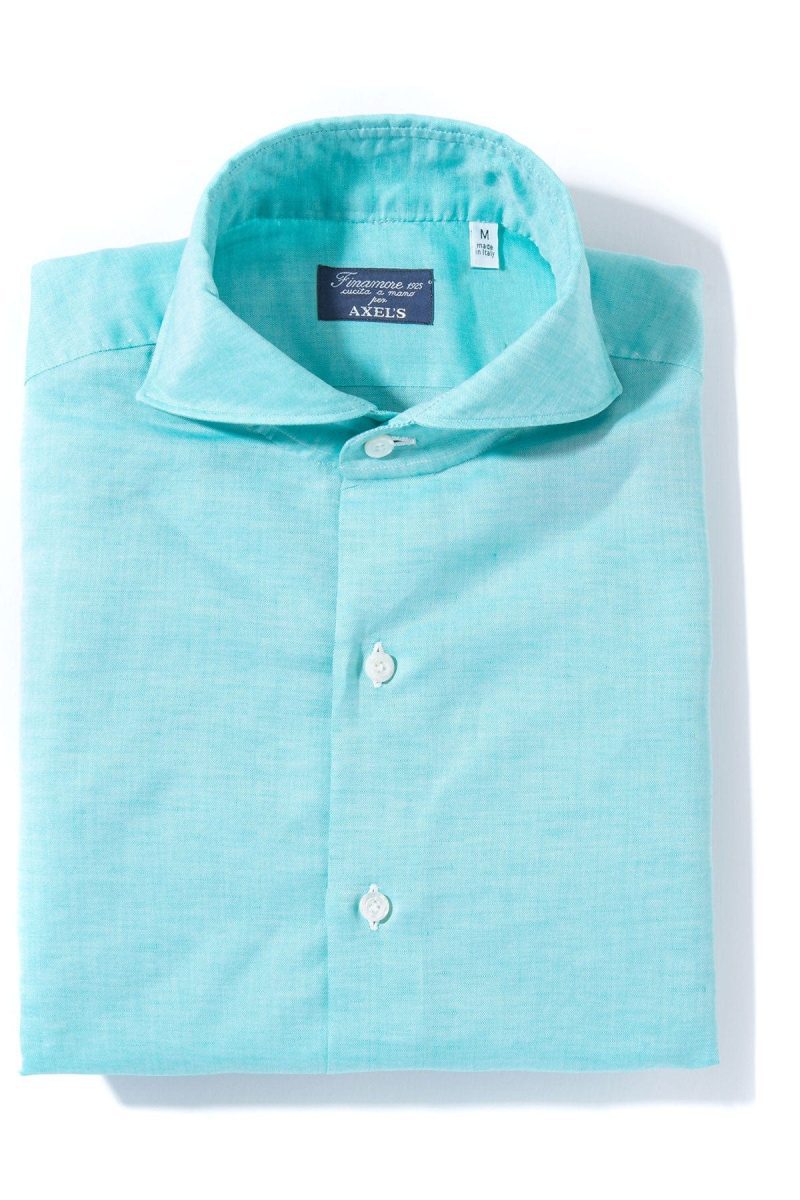 finamore napoli andorra carlo riva cotton linen shirt in green mens shirts axels vail 39269483610346