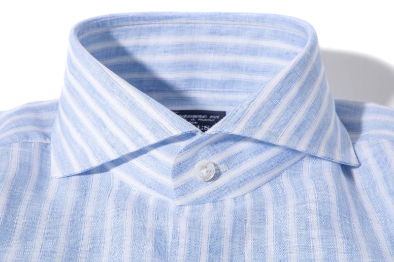 finamore napoli bonobo linen washed bengal stripe in blue mens shirts axels vail 39925571813610