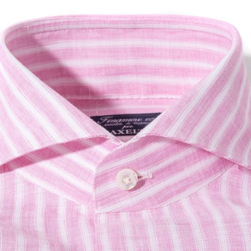 finamore napoli bonobo linen washed bengal stripe in pink mens shirts axels vail 39925572468970