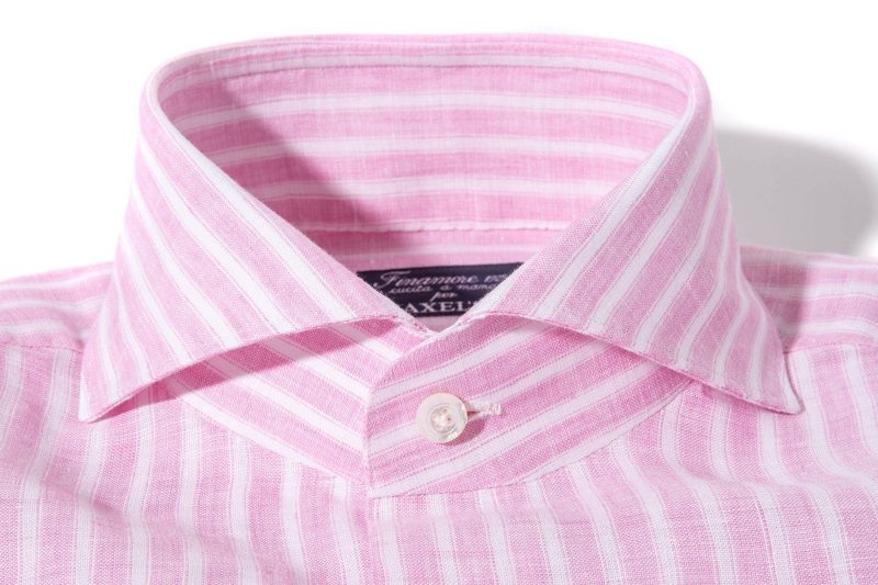 finamore napoli bonobo linen washed bengal stripe in pink mens shirts axels vail 39925572468970