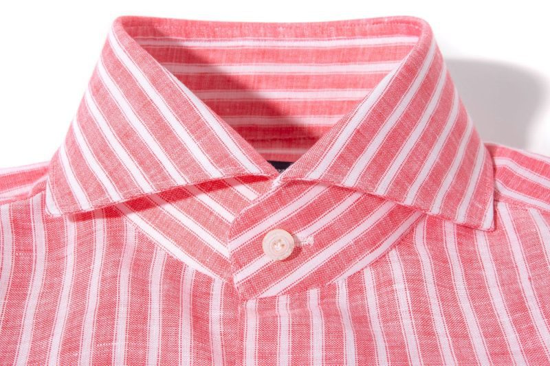 finamore napoli bonobo linen washed bengal stripe in red mens shirts axels vail 39925572600042