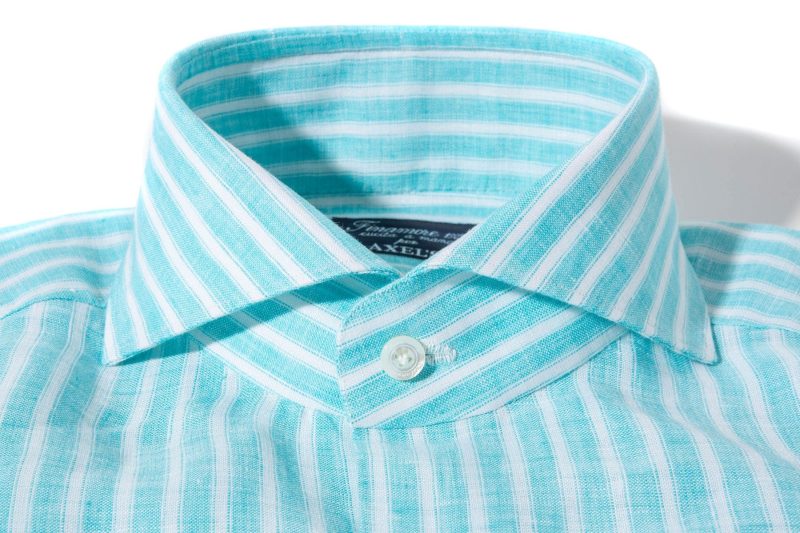 finamore napoli bonobo linen washed bengal stripe in turquoise mens shirts axels vail 39925572829418