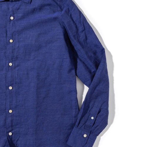 finamore napoli gibbon cotton linen shirt in navy mens shirts axels vail 39925571420394