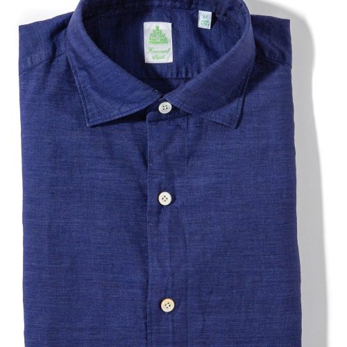 finamore napoli gibbon cotton linen shirt in navy mens shirts axels vail 39925571453162