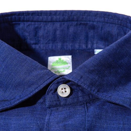 finamore napoli gibbon cotton linen shirt in navy mens shirts axels vail 39925571485930