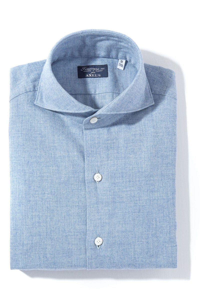 finamore napoli hemme cotton cashmere shirt in lt blue mens shirts axels vail 39543733190890