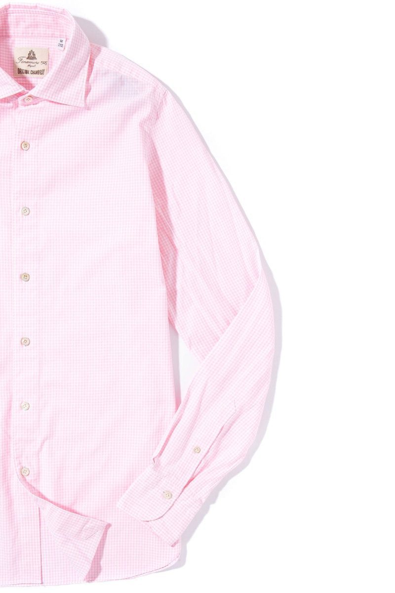 finamore napoli hexie cotton check in pink mens shirts axels vail 39391282561258