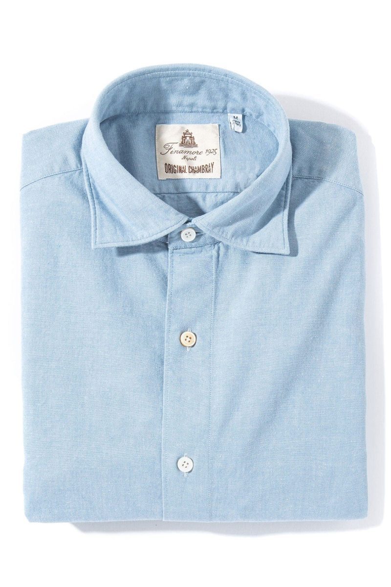 finamore napoli lienz chambray shirt in blue mens shirts axels vail 39255920509162