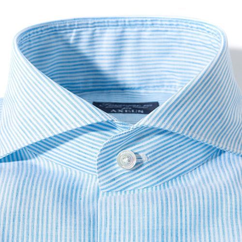 finamore napoli lutung cotton linen stripe in turquiose mens shirts axels vail 40236011913450