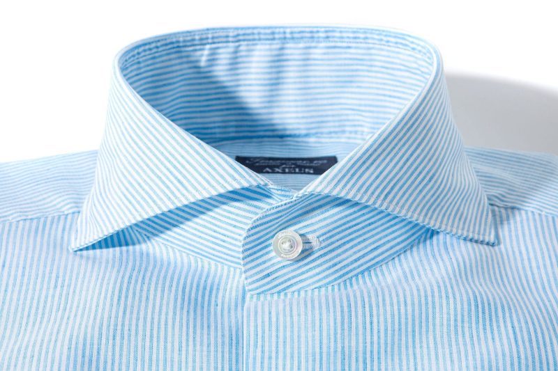 finamore napoli lutung cotton linen stripe in turquiose mens shirts axels vail 40236011913450