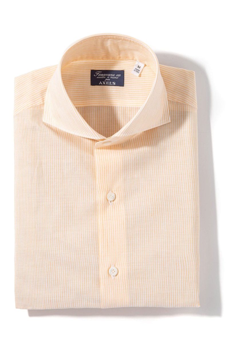 finamore napoli lutung cotton linen stripe in yellow mens shirts axels vail 39925563097322