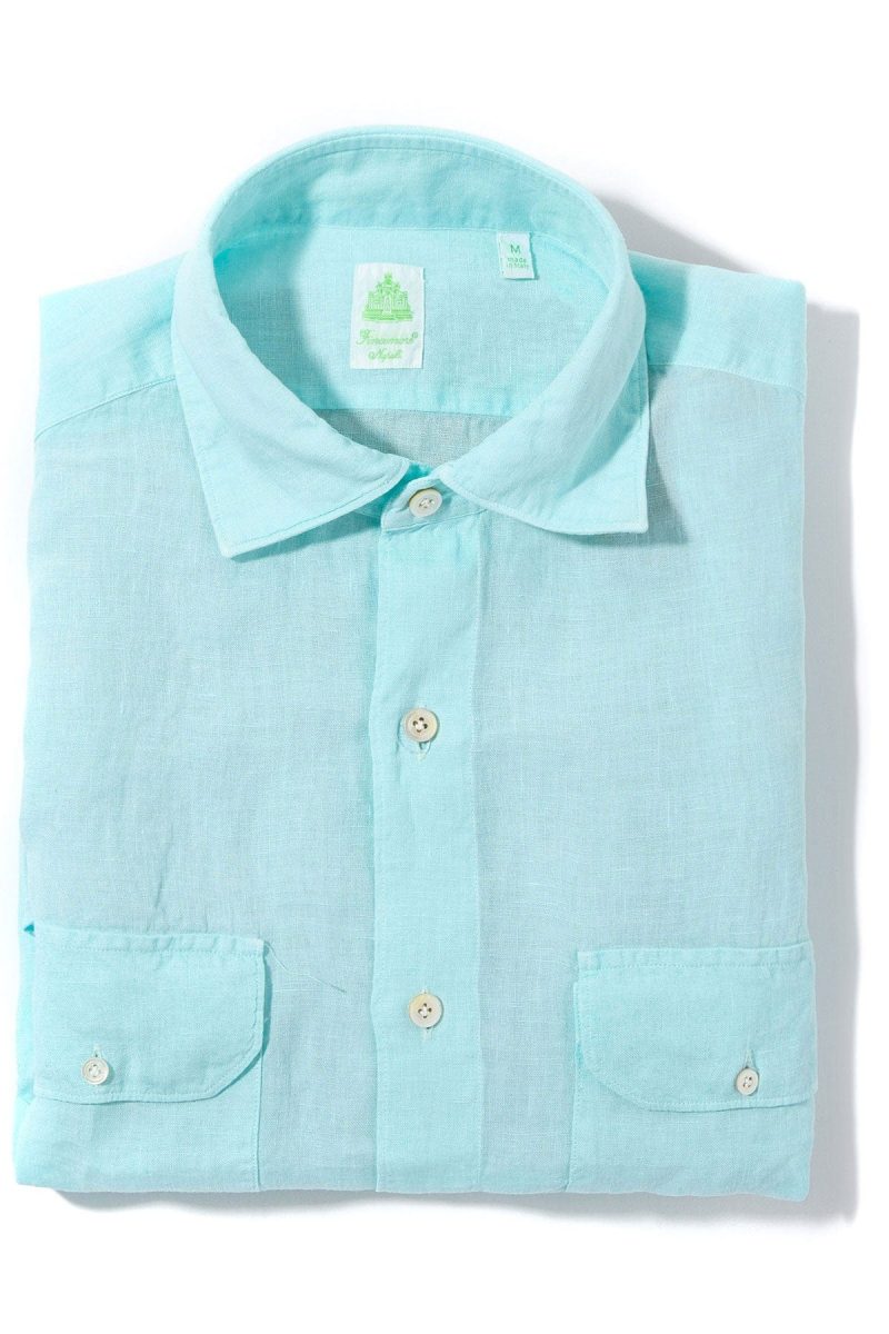 finamore napoli otztal 2 pocket shirt in aqua mens shirts axels vail 38975074959594