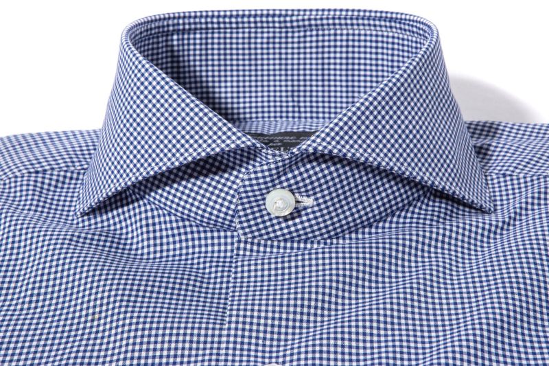 finamore napoli petzen small checked cotton shirt in blue mens shirts axels vail 38975048220906