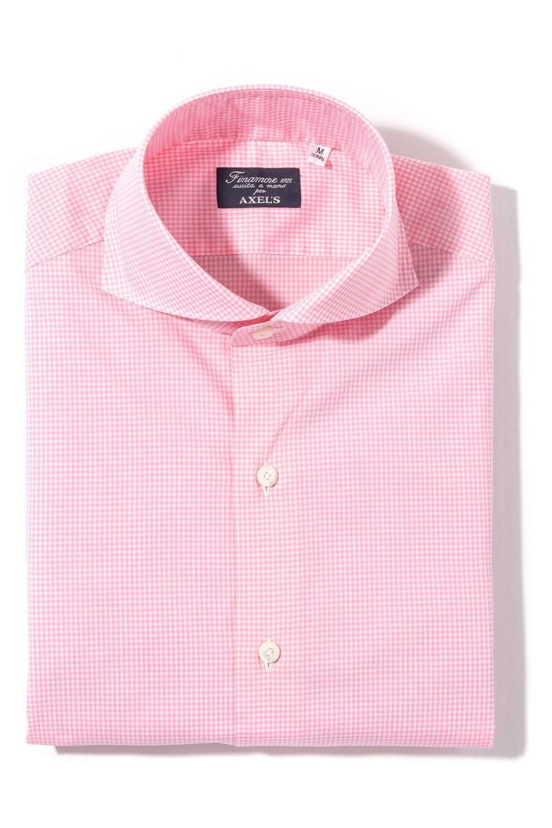 finamore napoli petzen small checked cotton shirt in pink mens shirts axels vail 38975056249066