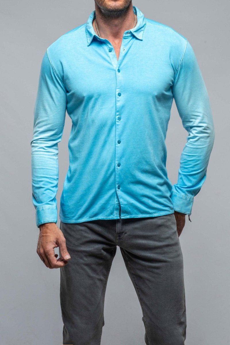 georg roth cambria button up polo in turquoise mens shirts polos axels vail 38114829730026