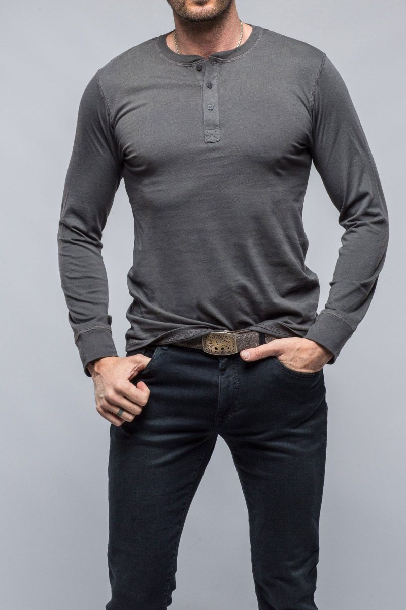 georg roth coronado cotton ls henley in grey mens shirts henleys axels vail 39124653408490