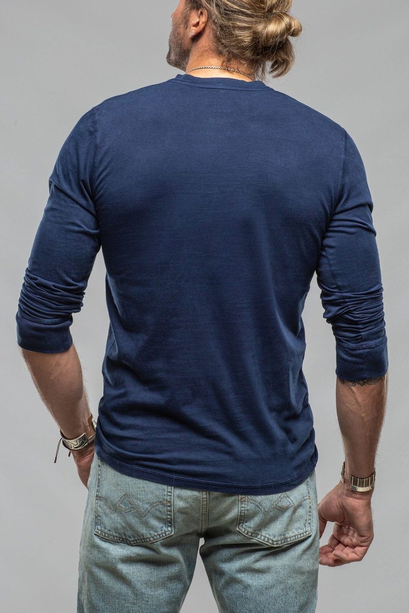 georg roth gr cotton ls henley in indigo mens shirts t shirts axels vail 37617685004522