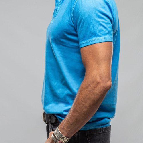 georg roth gr cotton ss henley in blue lagoon mens shirts t shirts axels vail 37617625006314