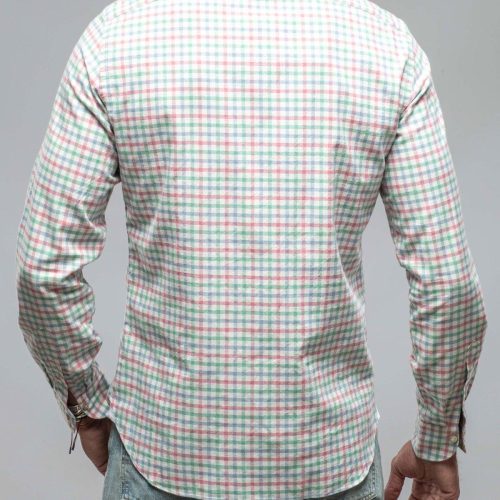 giannetto portofino crater shirt in green pink check mens shirts axels vail 37850800816362