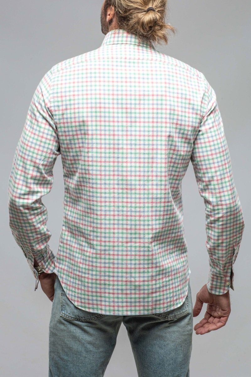 giannetto portofino crater shirt in green pink check mens shirts axels vail 37850800816362