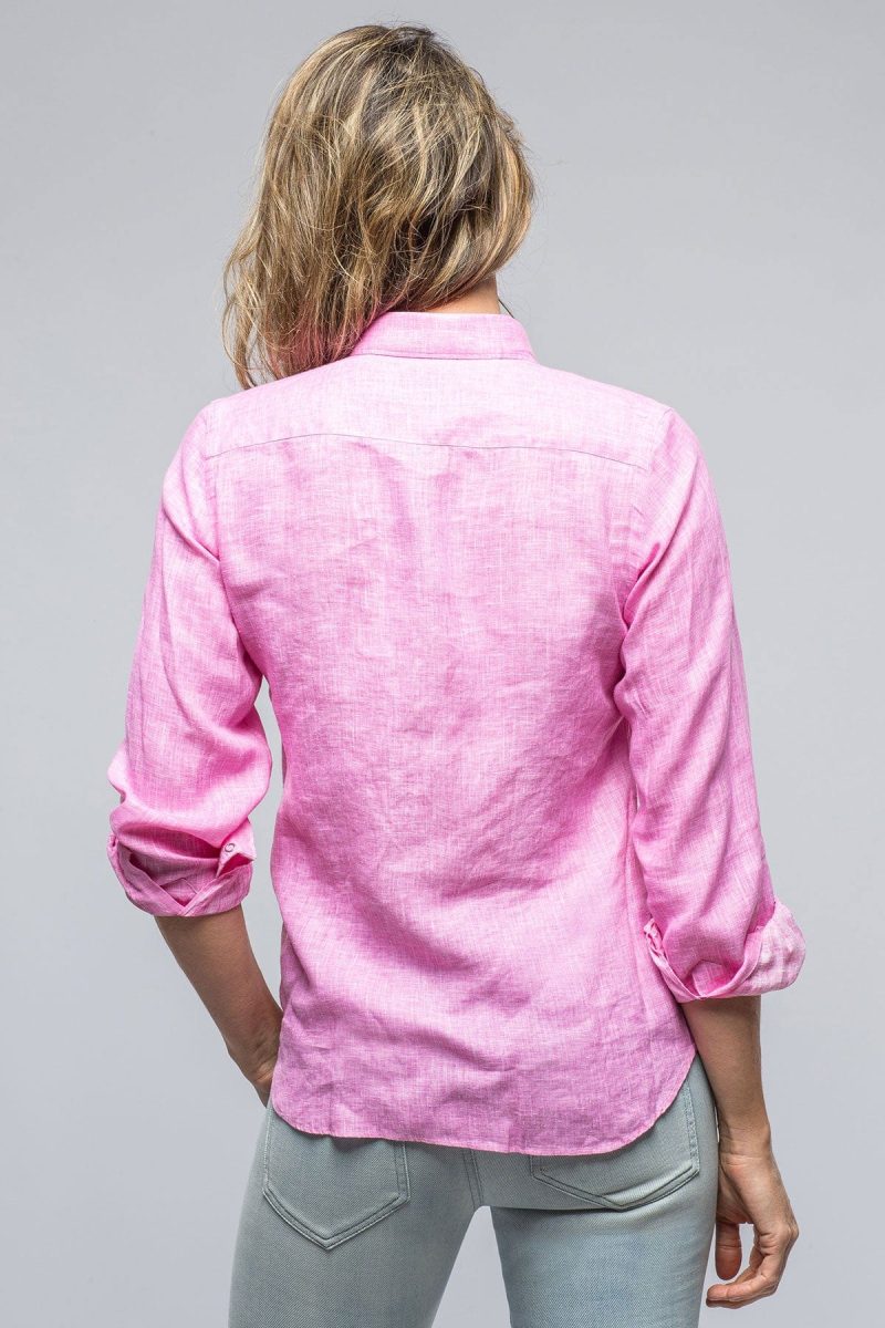 giannetto portofino janie s soft touch linen shirt in pink ladies tops axels vail 39147603329258