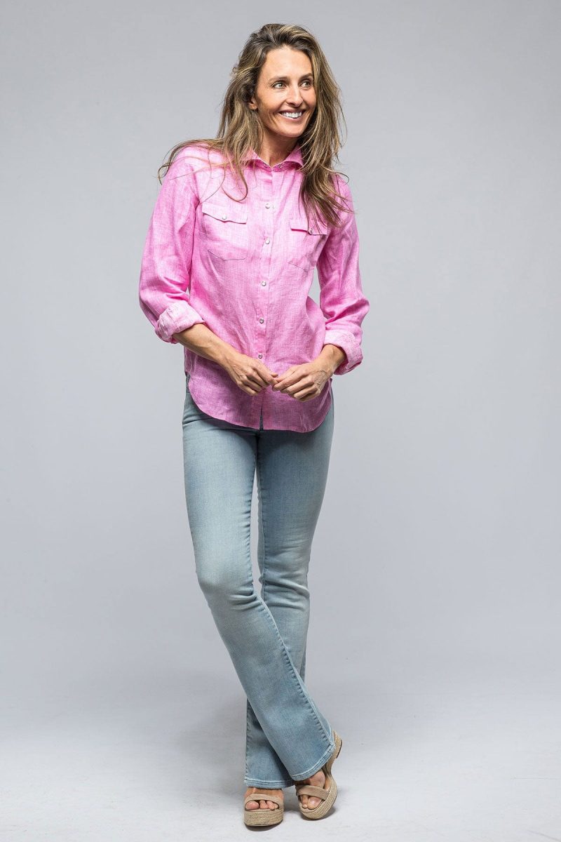 giannetto portofino janie s soft touch linen shirt in pink ladies tops axels vail 39147603394794