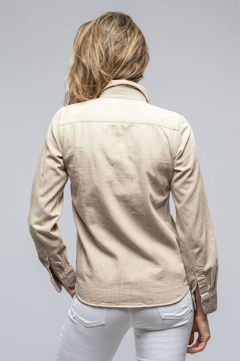 giannetto portofino misty sand washed jean shirt in beige ladies tops axels vail 39147623121130